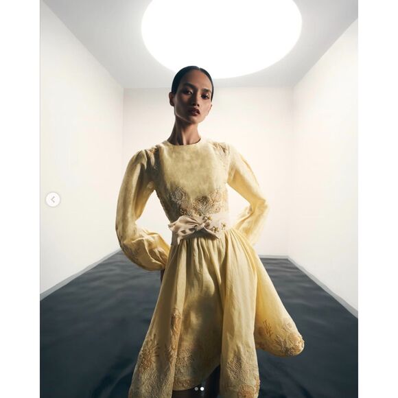 NWT La Fuori Resort '25 Collection Horizon Glow Yellow Embroidered Beaded Dress - Picture 2 of 15